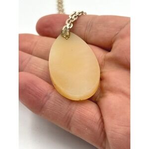 Vintage Germany Teardrop Pendant Necklace Natural Stone Chain